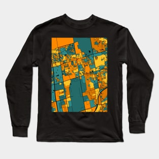 Vaughan Map Pattern in Orange & Teal Long Sleeve T-Shirt